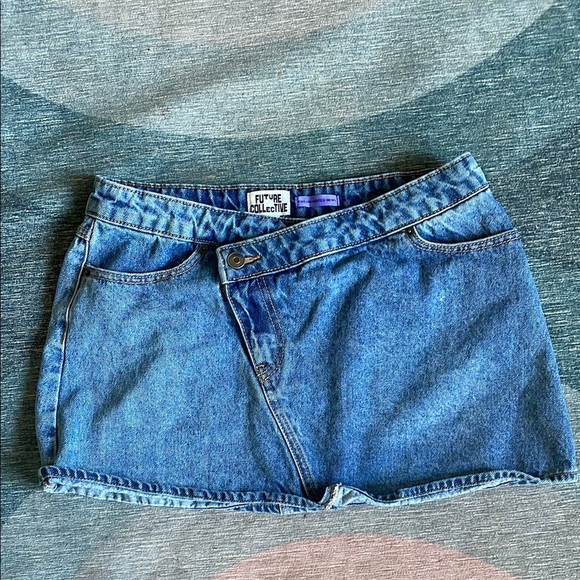 Future Collective Western Blue Denim Skirt - Picture 1 of 6